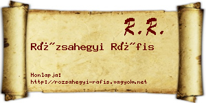 Rózsahegyi Ráfis névjegykártya